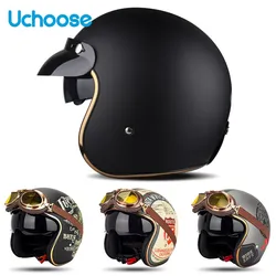 DOT Open Face Casco Moto for Harley Motorcycle Accessories Men Moto Helmets Certificated Retro Motorcycle Helmet Cafe Racer 1