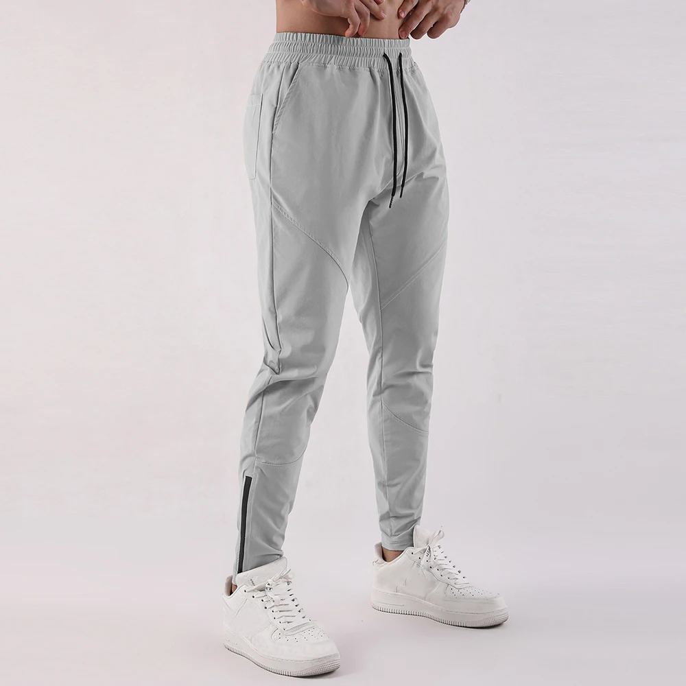 Running Sweatpants Ice Silk Foot Zipper Quick Drying Men Fitness Casual Pants Invisible Open Crotch Outdoor Sex Breathable Thin
