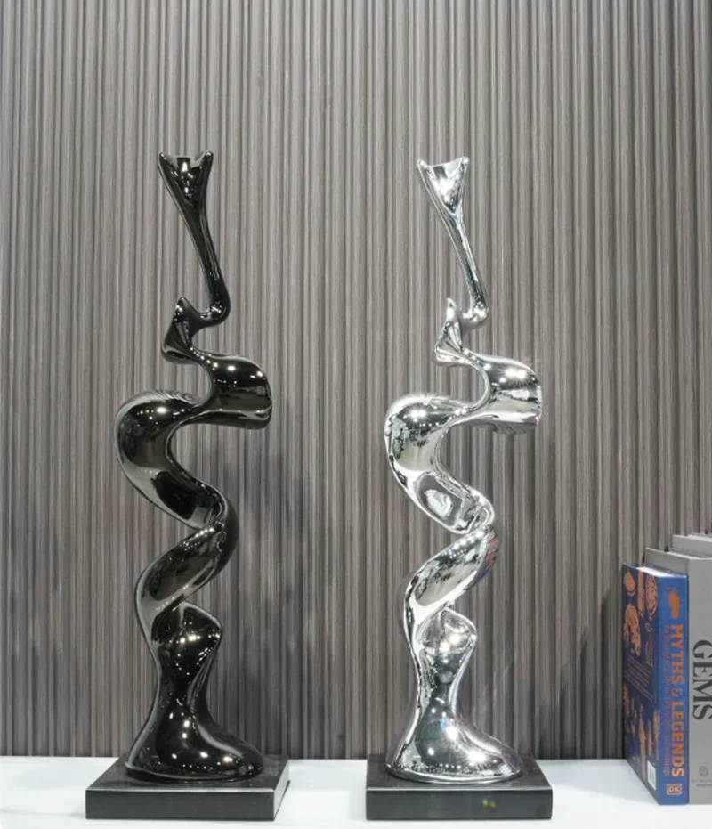 Fengshui Marble Base Resin Sculpture Art Ornament Home Livingroom Entrance Hall Statue Decoration Office Hotel Lobby Handicrafts