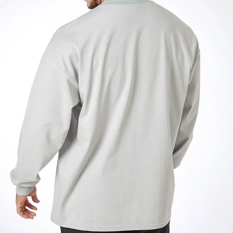 Men\'s Gym Fitness Casual Long Sleeve T-shirt Male O-Neck Bodybuilding Tees Running Sports Loose Sweatshirts Workout Clothing