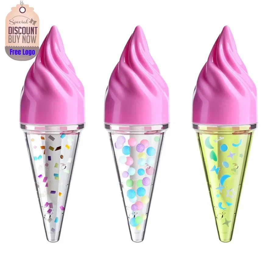 

Private Label 3colors Ice Cream Lipgloss Moisturizing Long Lasting Easy To Wear Nourish Clear Tube Liquid Lipstick Bulk Makeup