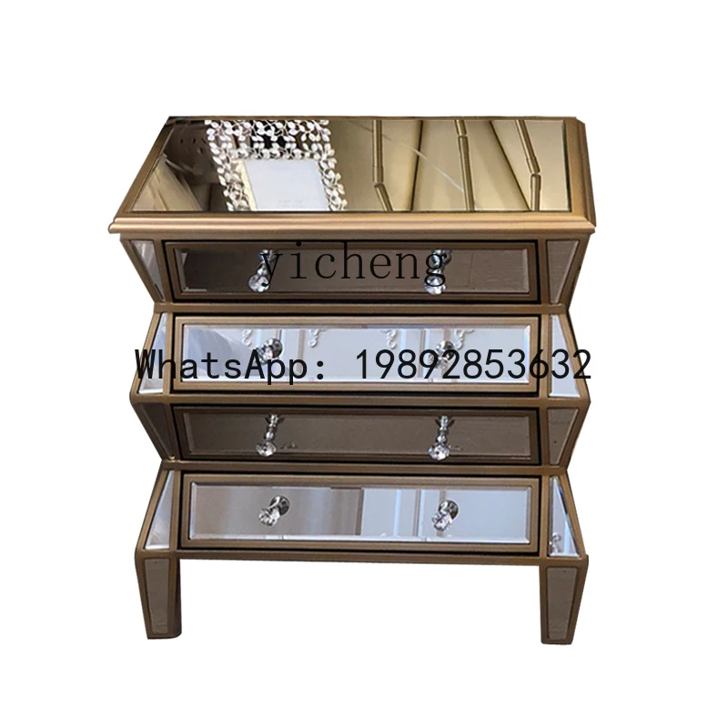 

neoclassical postmodern mirror bedside table simple and fashionable mirror furniture table multi-functional cabinet