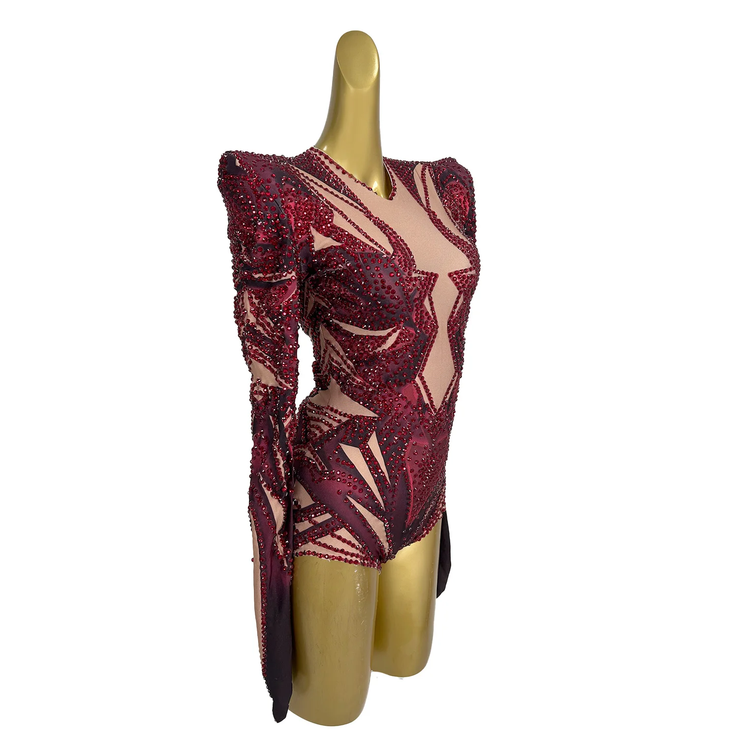 Kejihong Women Sexy Sparkly Crystal Bodysuits Birthday Leotard Dancer Performance Wear Rhinestone Nightclub Hotwife Outfit