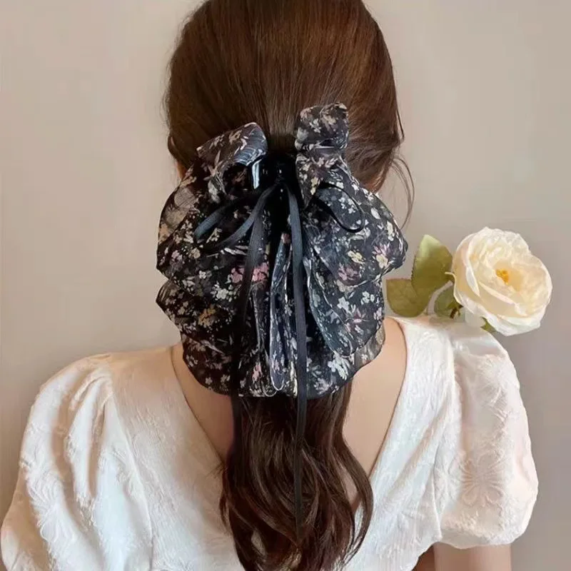 1/2 Pcs Fashion Chiffon Floral Bow Putte Hair Claws For Women Girls Party Hair Accessories
