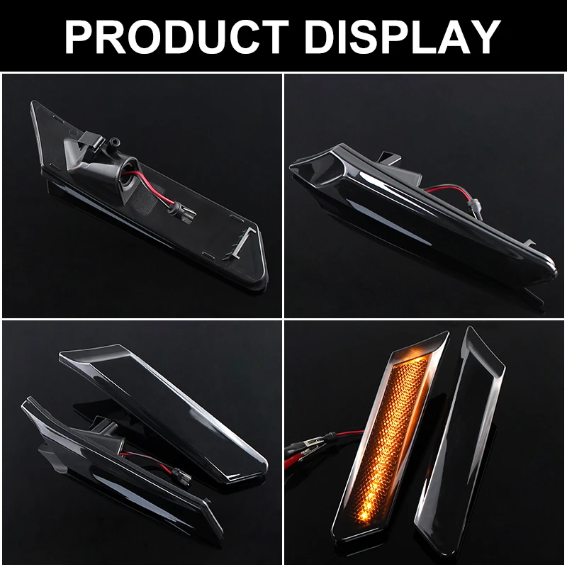 2Pcs Dynamic Amber LED Side Marker Turn Signal Light For 911 Carrera Targa Turbo GT2 GT3 997 Cayman Boxster 987 Canbus