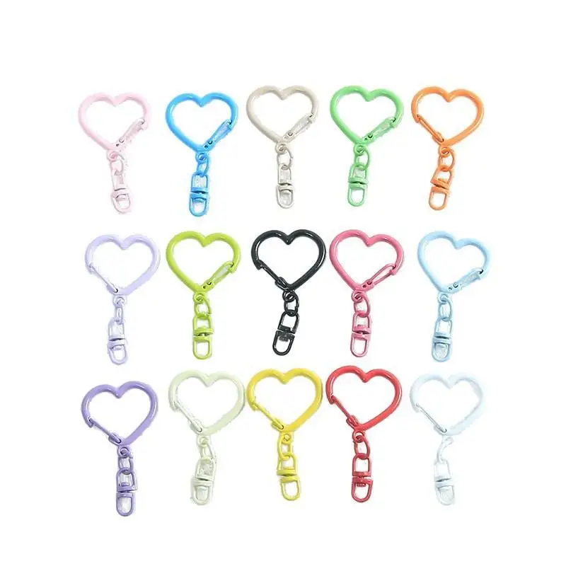 10 Stück bunte Schlüsselanhänger mit Herzförmigen Federverschlüssen aus Legierung, Karabinerhaken für DIY-Schmuckherstellung, Taschenanhänger, Handwerkszubehör – Detail 5