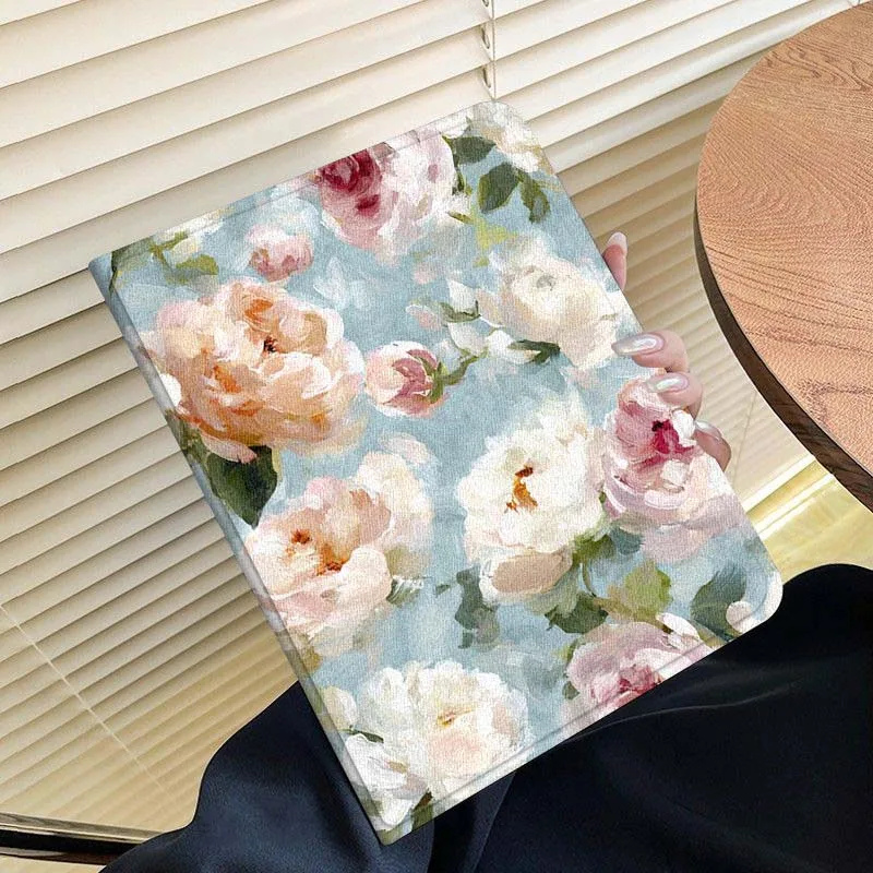 Art paint flowers rabbit For Samsung Galaxy Tab S7 S8 S9 S10 11 12.4 13.1 FE Plus Lite Inch Cover Tablet Case