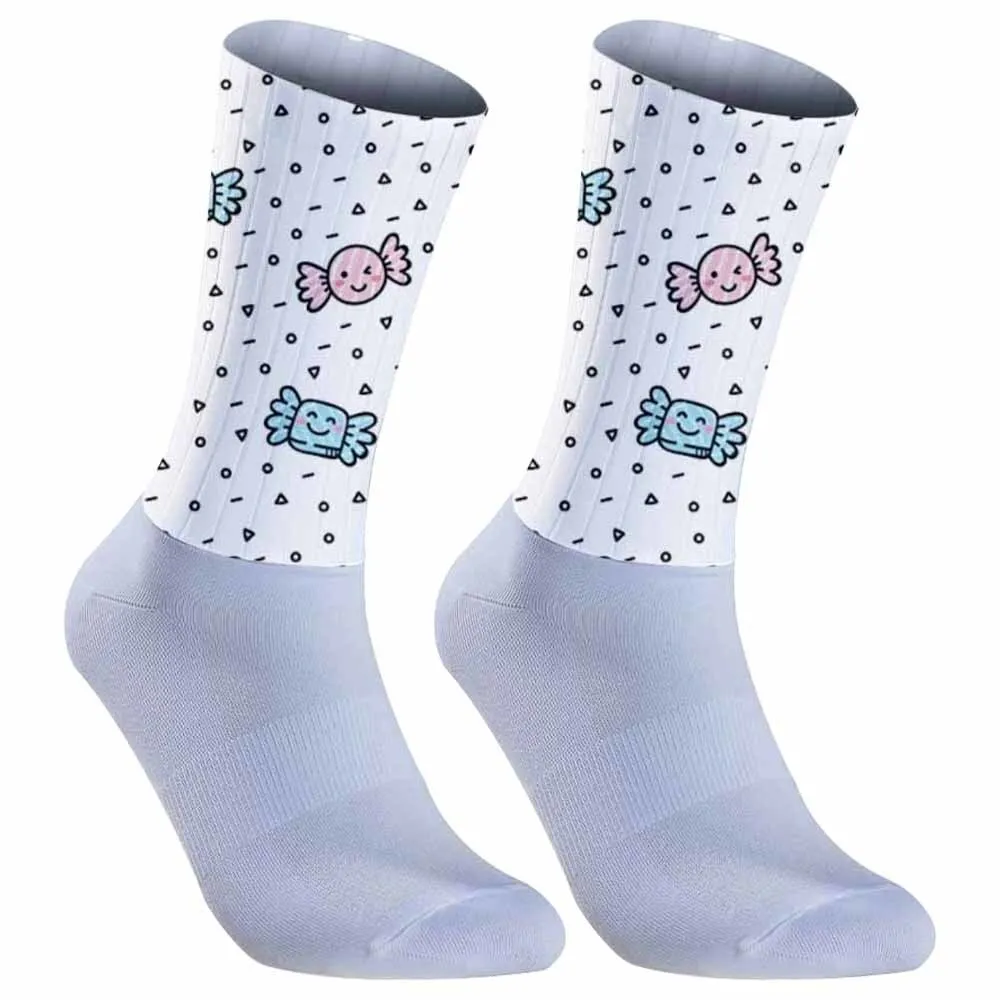 Chaussettes de sport coordonnantes en silicone, sans couture, pour vélo de route, pro team, à rayures, pour cyclisme, nouvelle collection 2024