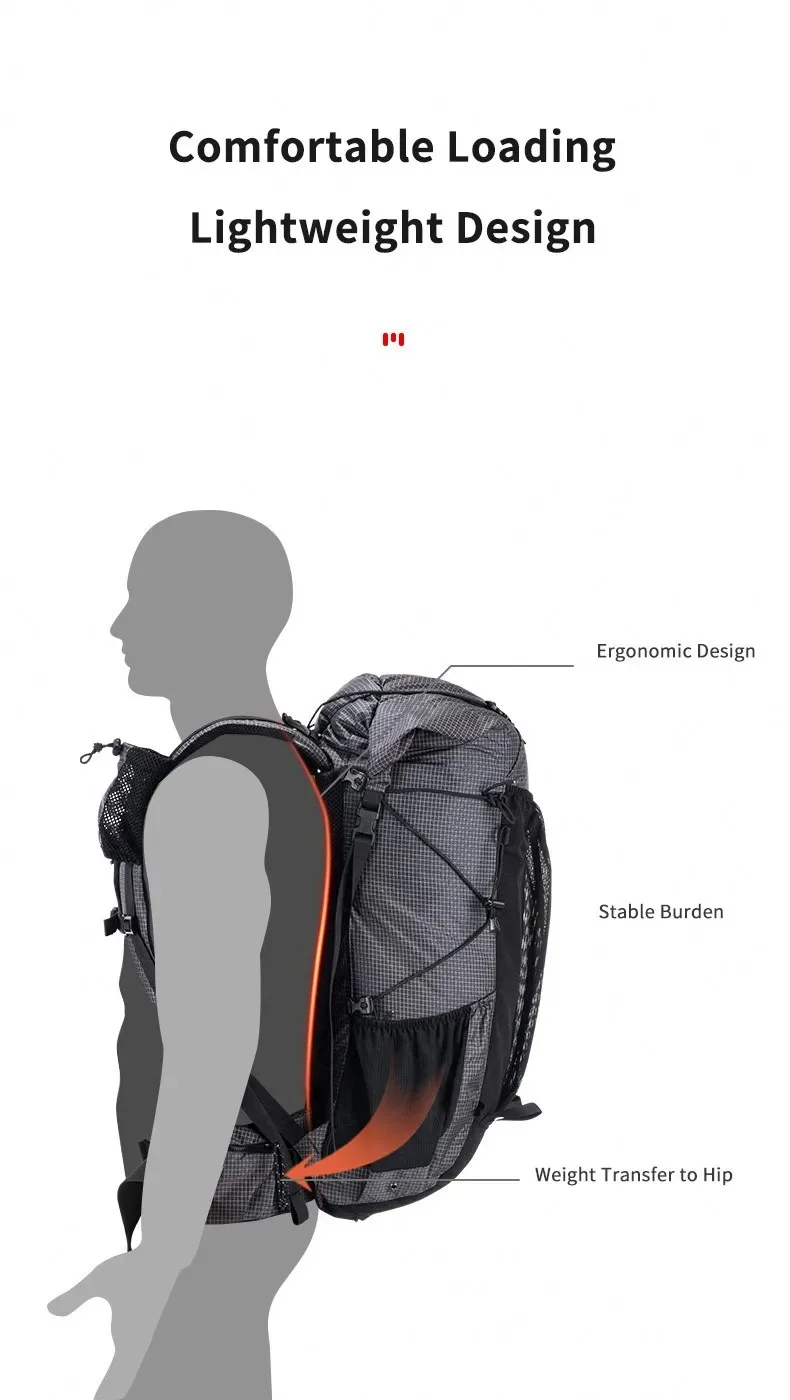Naturehike 45L Camping Rucksack Große Kapazität Regendicht Reisetasche Ultraleicht Ergonomische Trekking Tasche Outdoor Wandern Rucksack – Detail 5