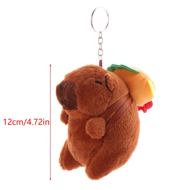 1 Uds. Llavero creativo con colgante de capibara, llavero de muñeco de peluche de capibara de dibujos animados, llavero de Animal relleno, juguete de peluche, mochila, decoración colgante