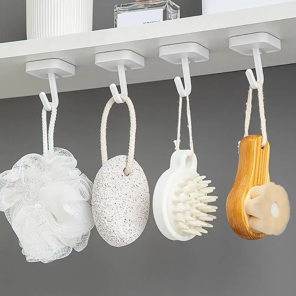 4 Pcs Wall Hooks Self-adhesive Great Load Bearing Anti-slip Punch-free Kitchen Bathroom Towel Bath Ball Clothes Hanging Hooks Un