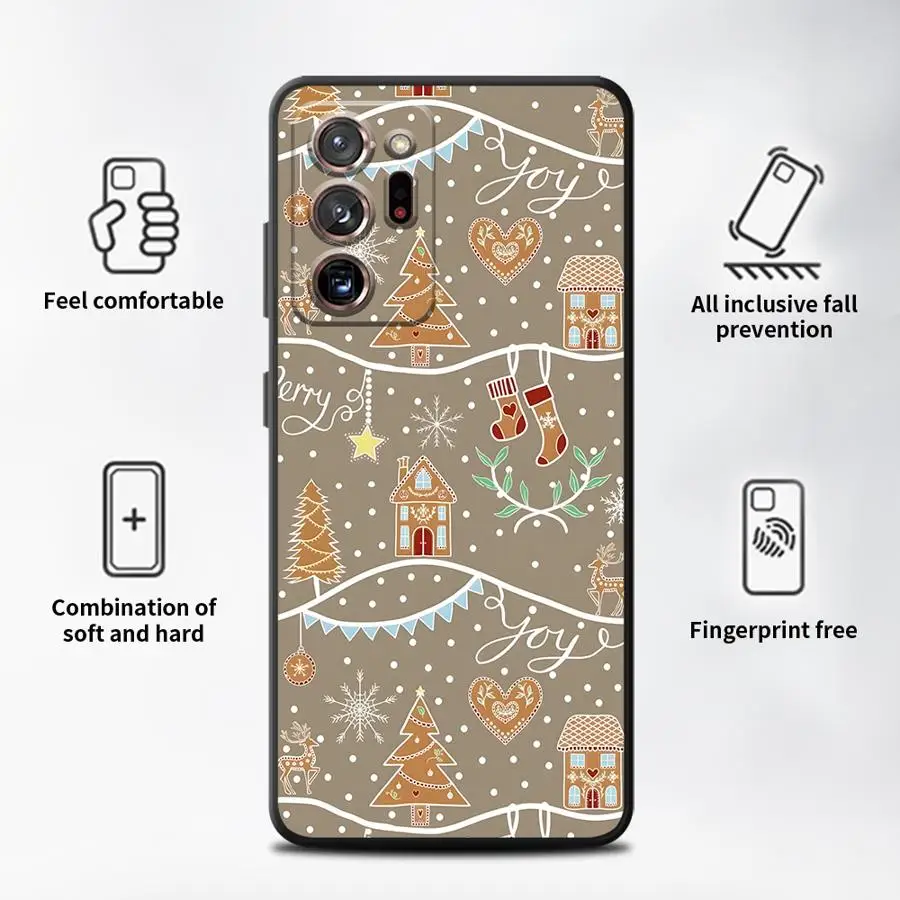 حافظة لهاتف سامسونج جالاكسي نوت S8 9 S10 8 S9 20 Ultra 10 Plus غطاء هاتف ناعم أسود كارتون عيد الميلاد #2