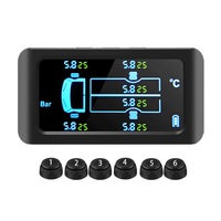 Auto Security Alarm Solar Smart Car TPMS Save Fuel Tire Pressure Monitoring System Digital LCD Display 6 Sensors Vans RV 14.5bar