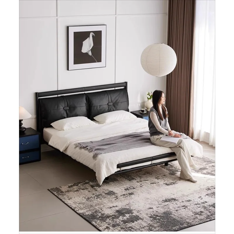 

Leather suspension bed modern simple master bedroom bed