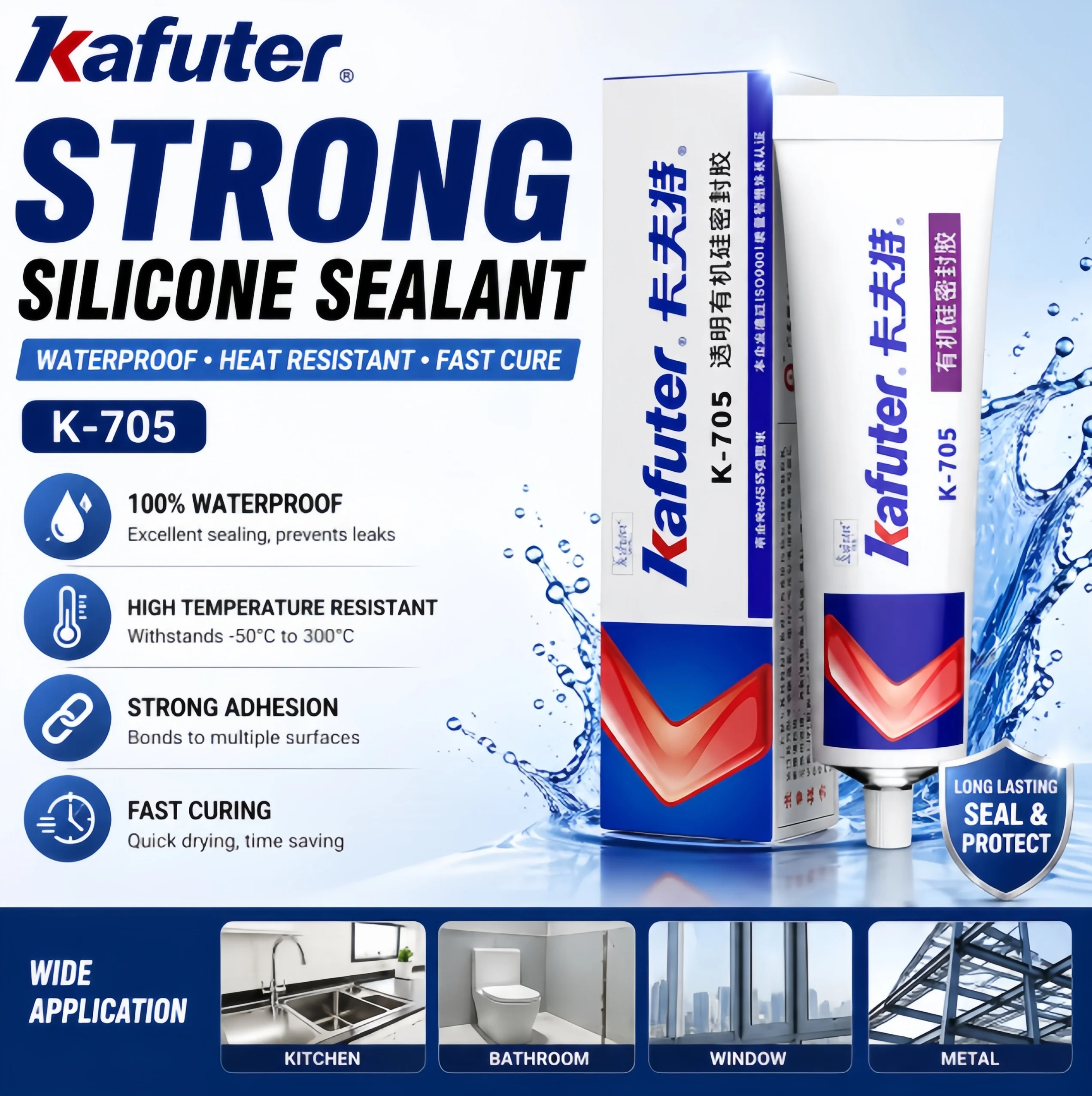Wholesale 5Pcs Kafuter K-705 Silicone Adhesive Clear RTV Waterproof Electrical Adhesive Sealant