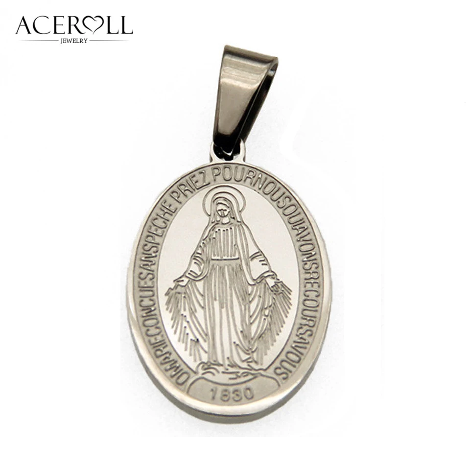 

ACEROLL Stainless Steel Pendant of Miraclous Medal, Our Lady of Miraculous, Virgin of Miraculous
