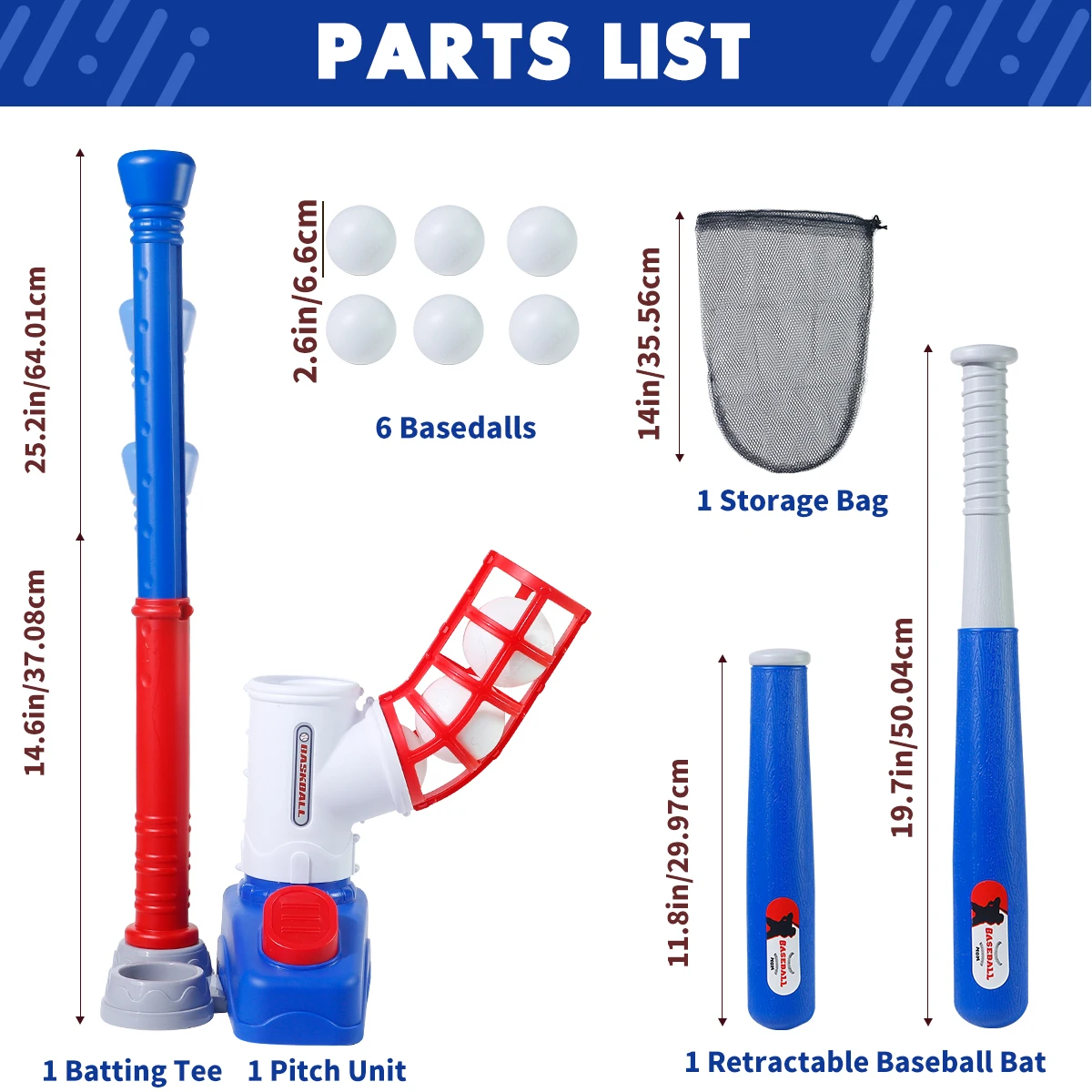 MQUDUO Boys Girls Baseball Batting Toy Set, 2 Ways Adjustable Tee Stand with Bat Ball and Glove Birthday Gift view 5