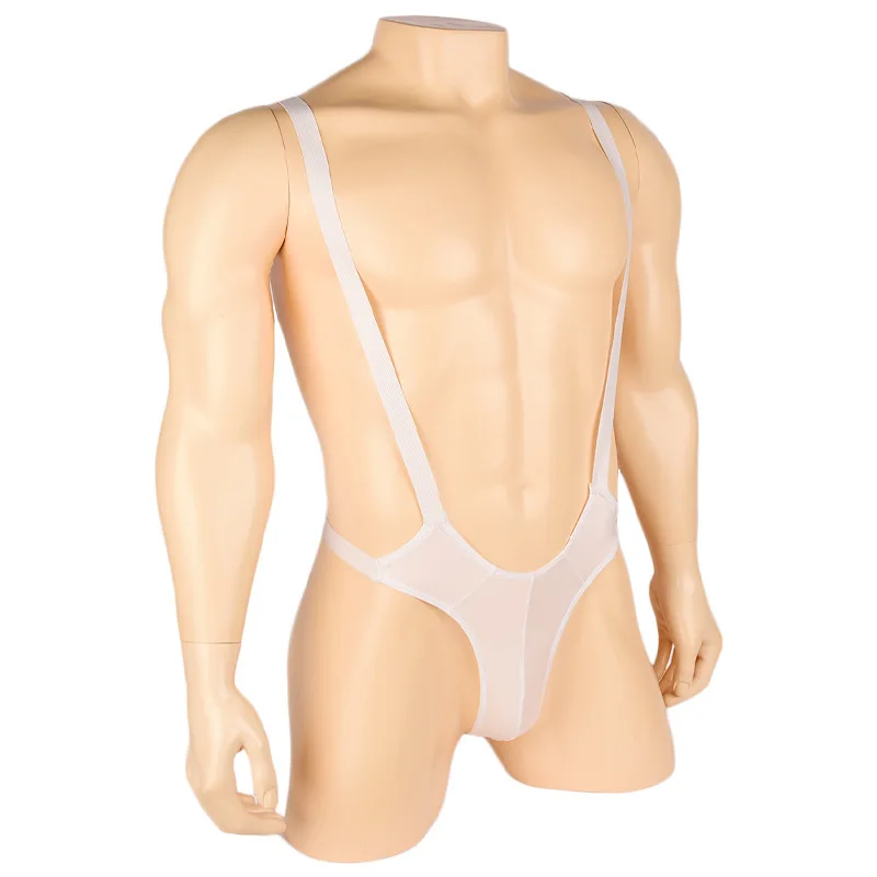 Gelo Translúcido Fragmentos Roupa Interior para Homens, Colete Alto Corte, Teddy Thong, Collant Sexy, Bodysuit Mankini, Lingerie Erótica