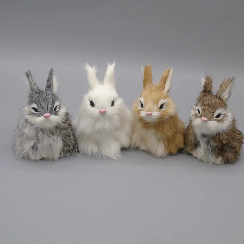 Simulation Rabbit Model plastic&furs Small Rabbit Craft Home Desk Decoration Ornament Gift d0332