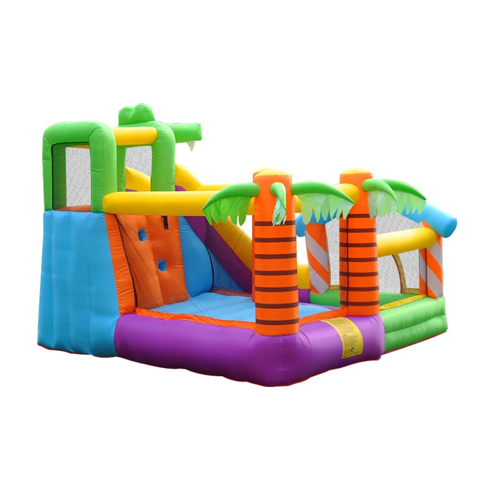 Crocodile inflatable jumping slide children's carnival game bouncy castle coconut tree house children's outdoor party game