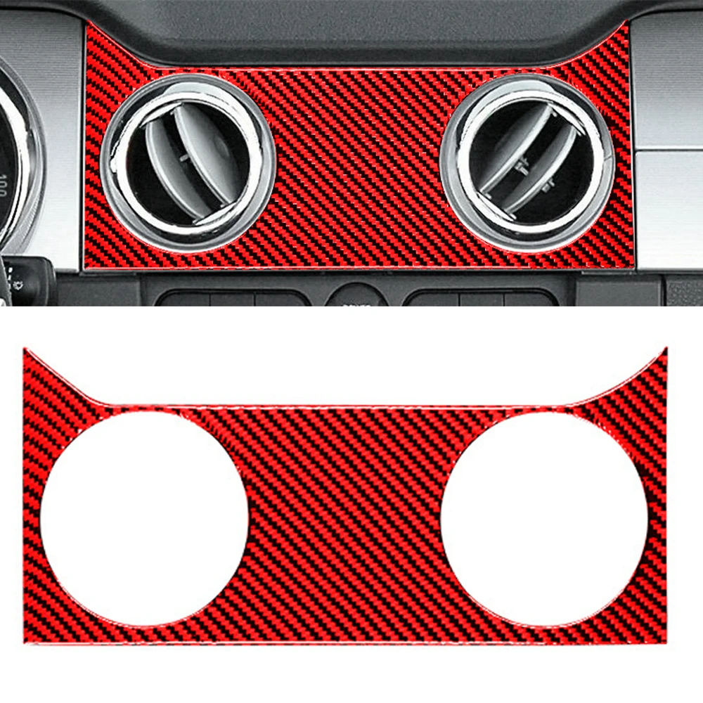 Carbon Fiber Red Car Air Condition Vent Outlet Cover Trim for Ford Mustang GT 2005 2006 2007 2008 2009 view 6