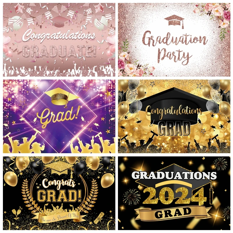 

Happy Graduation Photography Backdrop Class of 2024 Congrats Grad Prom Party Congratulations Graduates Photo Background Props