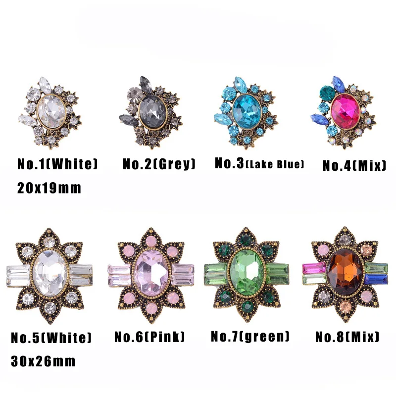 New 5Pcs 2 Style Creative Crystal Metal DIY Jewelry for Clothing Wedding Sewing Diy Acrylic Accessories Decorative