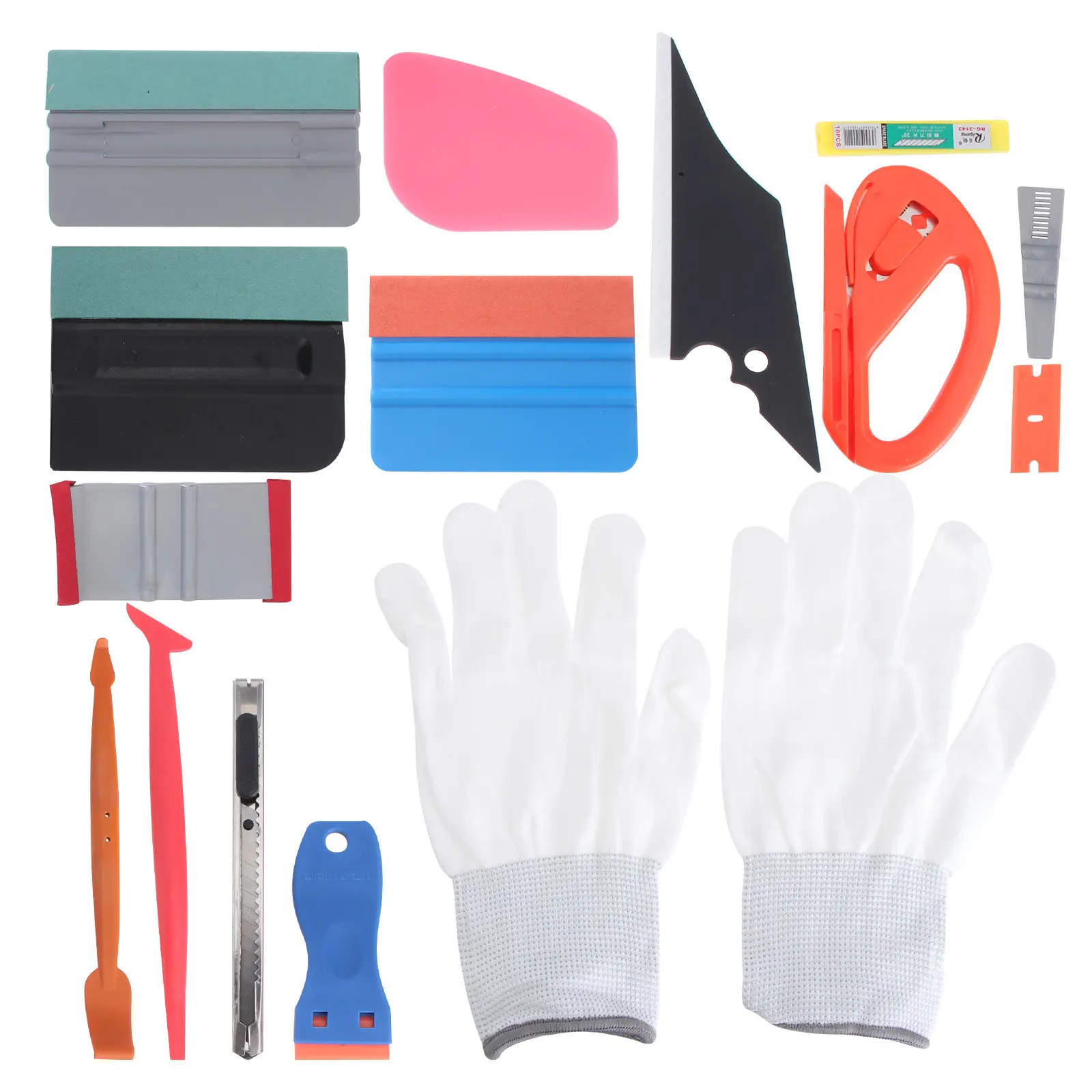 

Набор из 15 профессиональных инструментов для тонировки автомобильных стекол: для установки пленки, удаления пузырьков воздуха, работы с плоскими и изогнутыми поверхностями, скребок