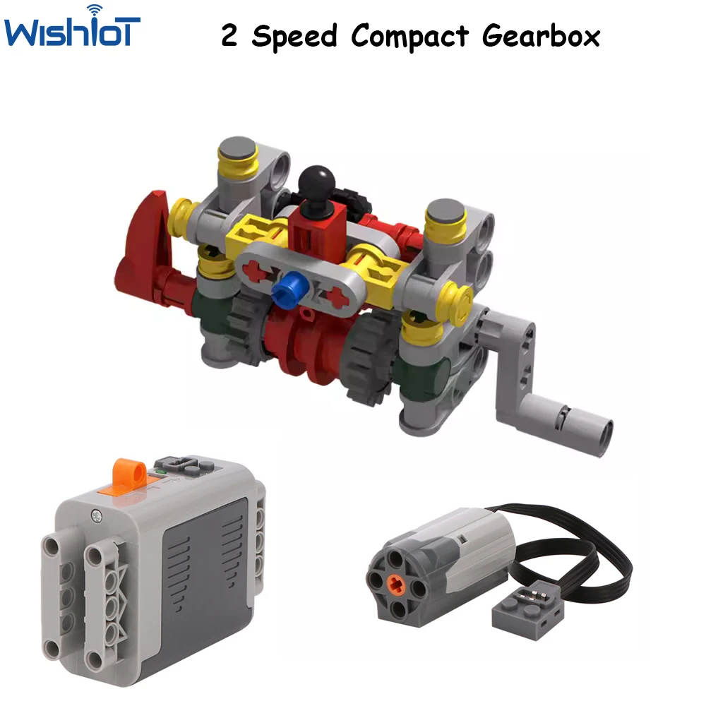 MOC High-tech 2 Speed Compact Gearbox DIY Transmission Kit M Motor 8883 Power Functions Building Blocks Gear Transmission Model