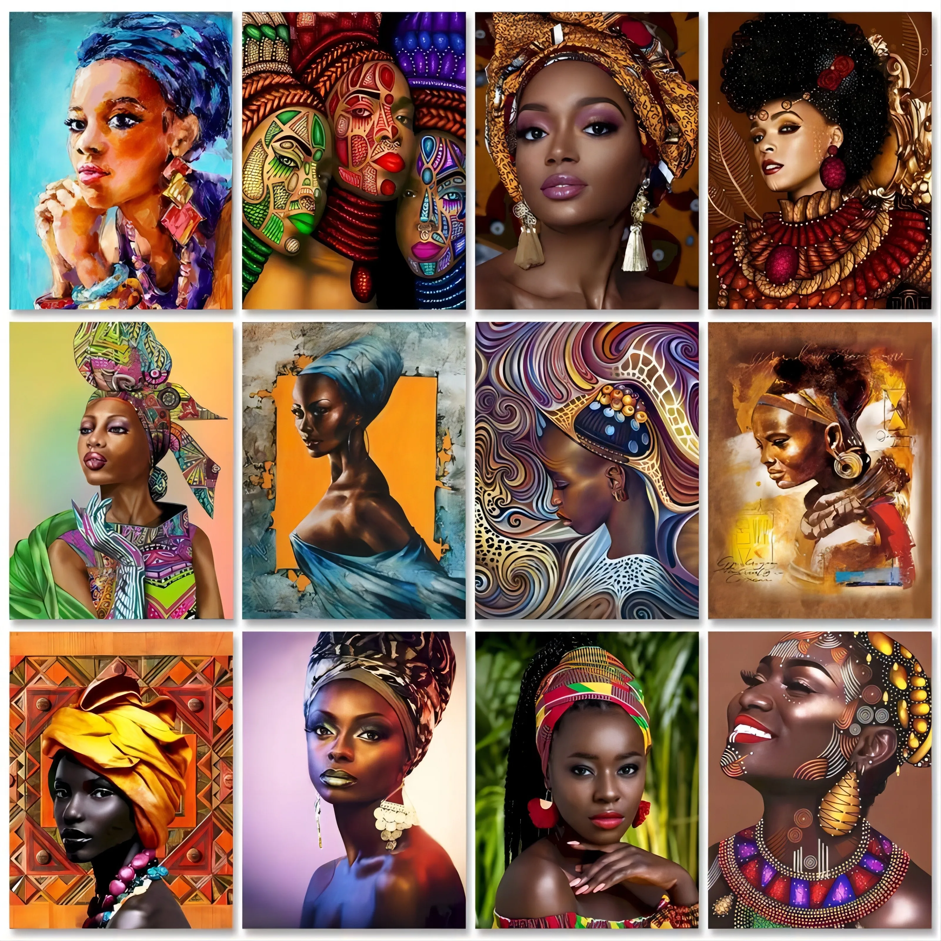 

RUOPOTY Paint By Number African Woman Drawing On Canvas Oil Painting By Numbers For Adults Portrait Handpainted Unique Gifts