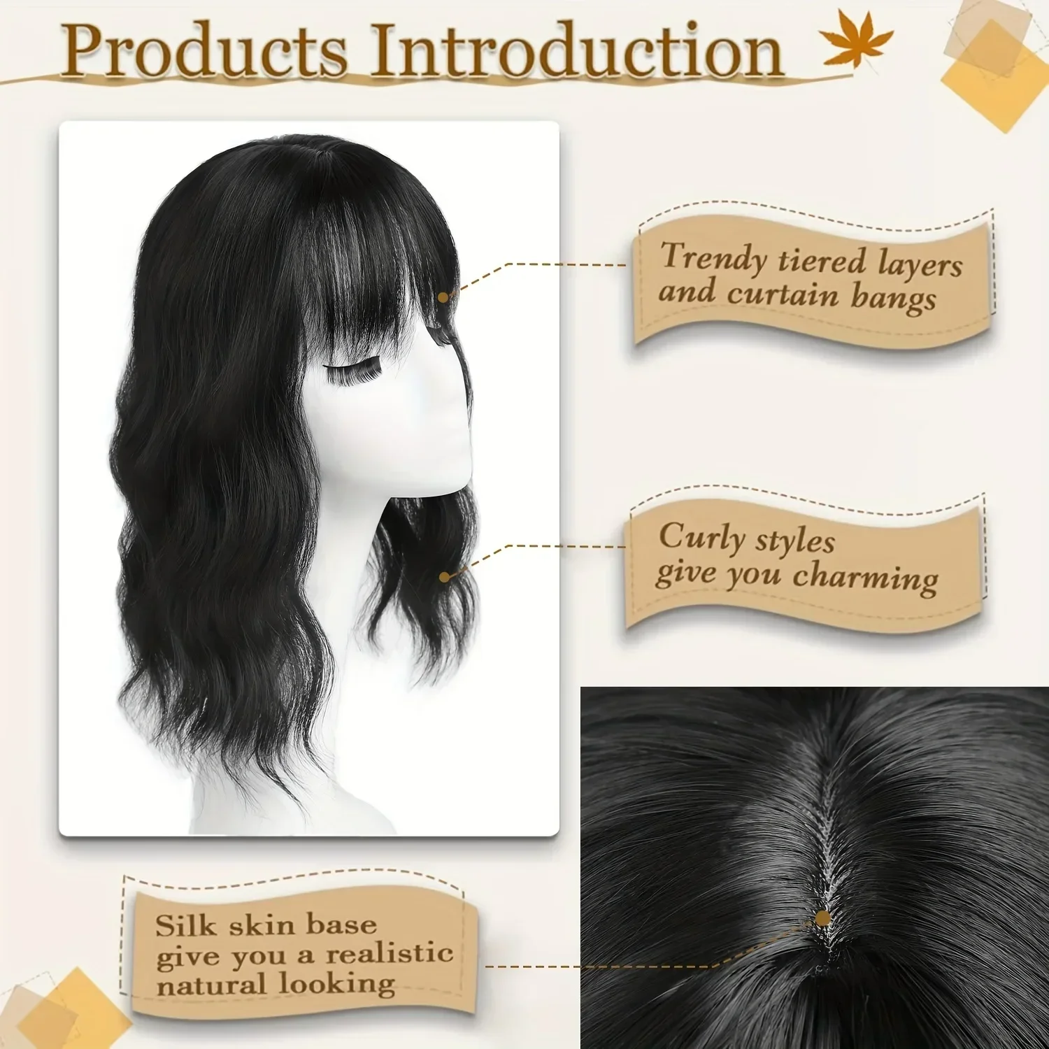 14 - Inch Wavy Hair Toppers for Women: Synthetic Wiglets with Bangs - Clip - In Hair Pieces for Seamless Volume and Style