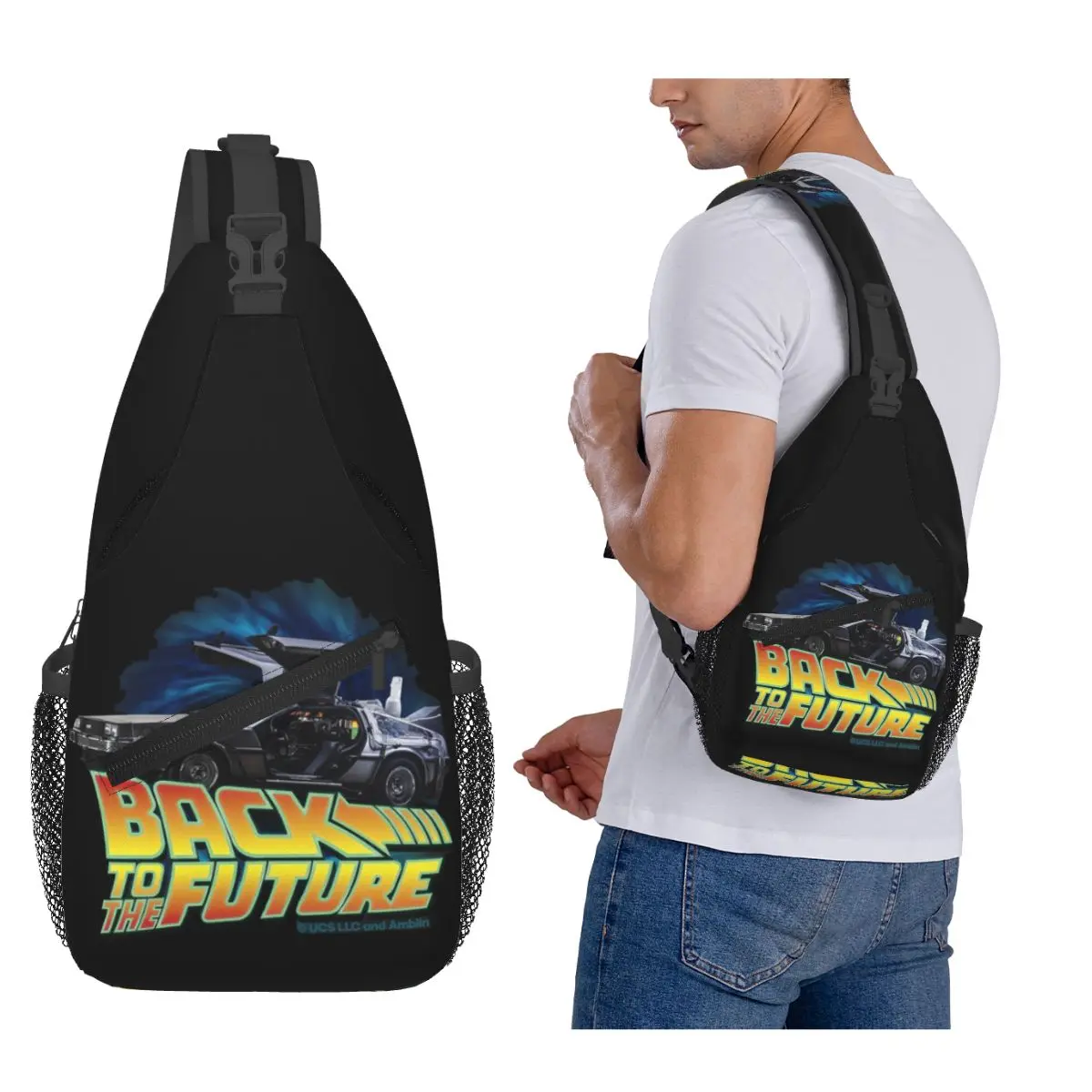 

Back To The Future Chest Bag Men Sling Crossbody Backpack Chest Bag Traveling Hiking Daypack Shoulder Bag