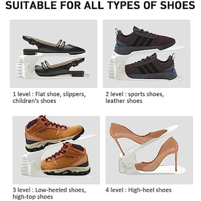 

ABJM-16 PCS Shoe Slot Organizer For Shoe Pile Of A Pair Of Shoes, Save 50% Shoe Storage Space, Shoe Storage Rack, PP White