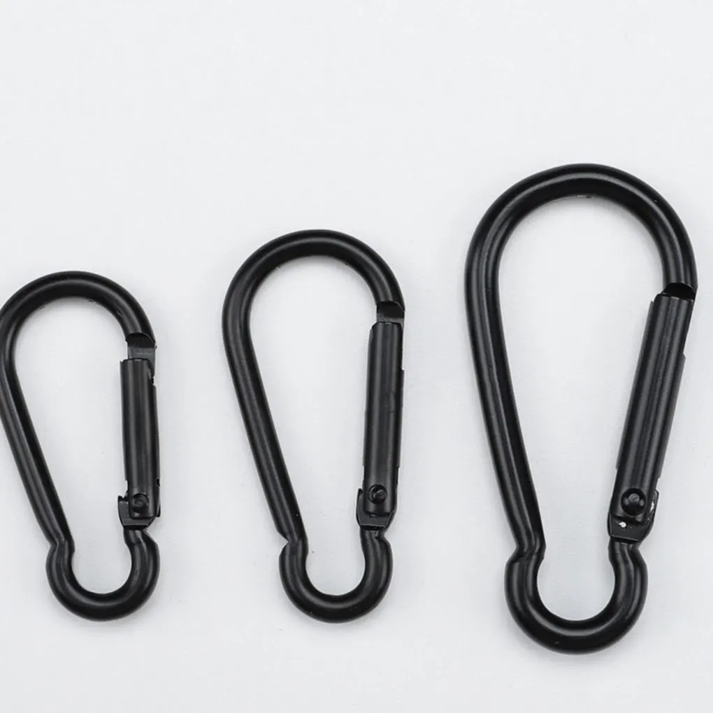 10x Black Multifunctional Carabiner For Climbing And Hiking Lightweight Aluminum Alloy Materials