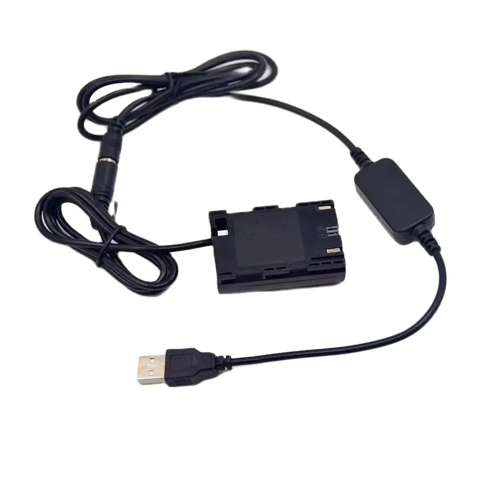 USB Power Bank Cable 5V+Dummy Battery LP-E6 LP E6 Decoded DC Coupler ACK-E6 DR-E6 for Canon EOS 5D Mark II III 5D2 5D3 6D 7D 60D