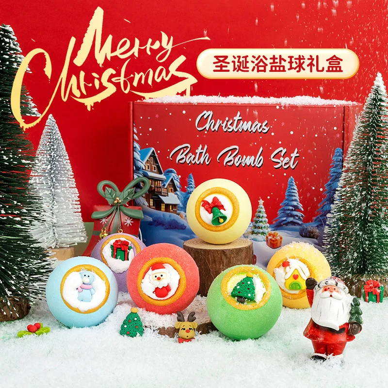 Christmas Bath Balls Set 12Pcs With Surprise Toys Inside Kids Gentle Bubble Bath Fizz Balls Gift
