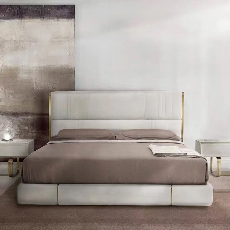 سرير حديث للمراهقات، مقابض ليلية فريدة من نوعها للفتيات المراهقات، سرير فاخر كريمي، غرفة نوم رئيسية، تخزين، أثاث منزلي من Mobili Per La Casa