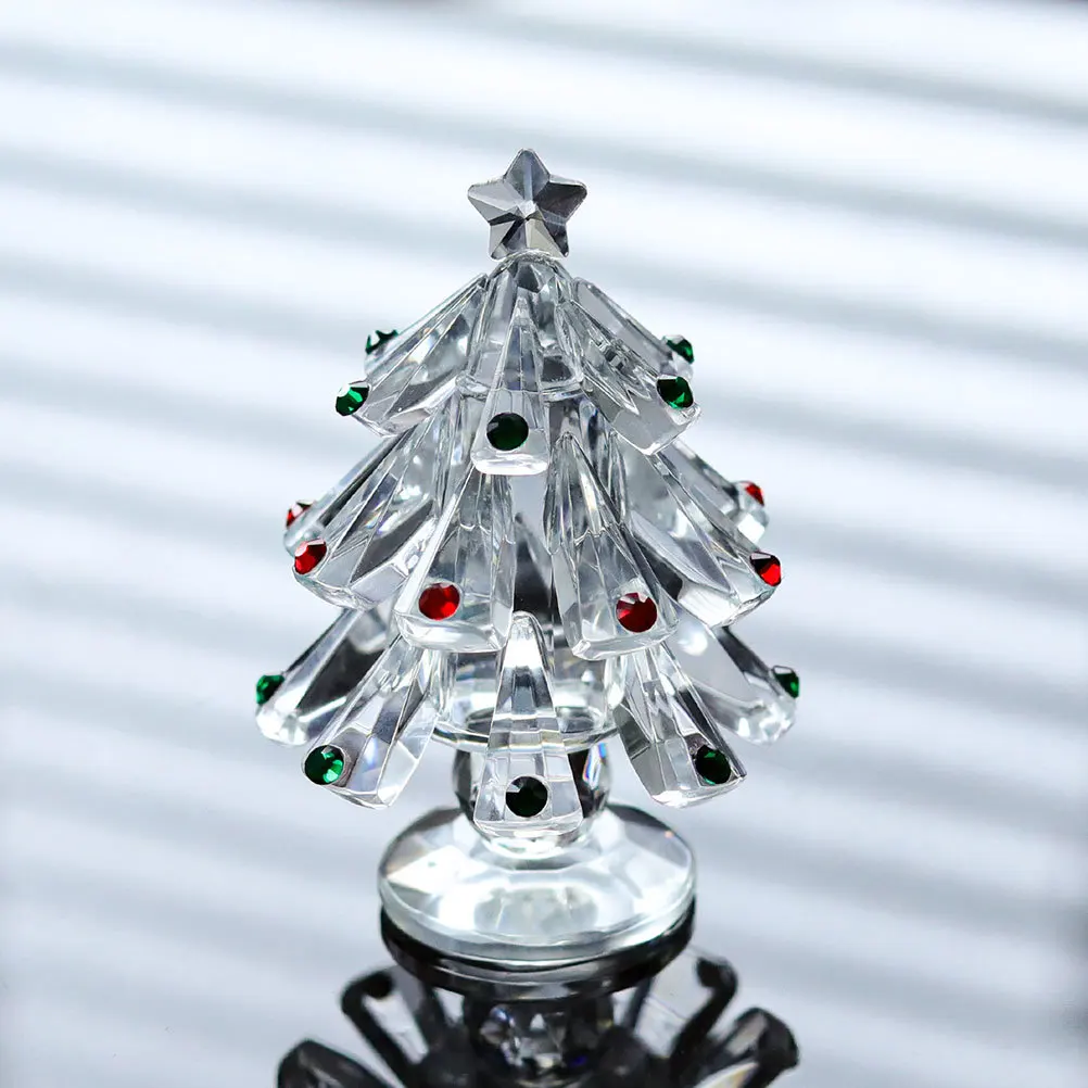 

Mini Glass Christmas Tree Centerpiece for Desk Window Shelf Decor Holiday Party Supplies Festive Home Atmosphere Decoration