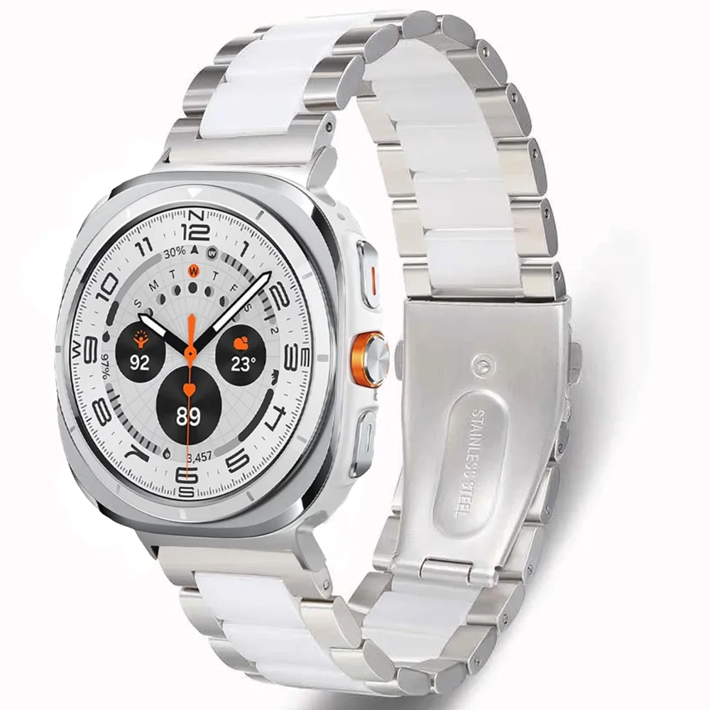 Pulseira de metal + cerâmica para samsung galaxy watch ultra 47mm pulseira respirável para samsung galaxy watch ultra 47mm correa