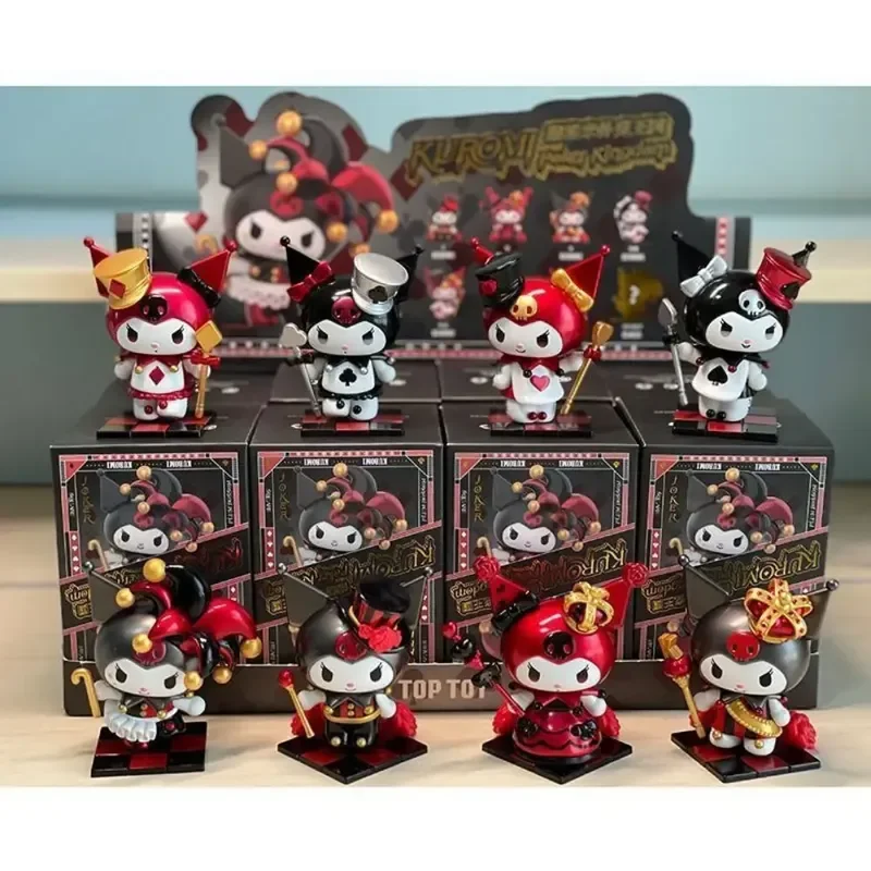 Nieuwe Sanrio Blinde Doos Kawaii Kuromi Figuren Speelgoed Poker Koninkrijk Spade Serie Poppen Desktop Ornamenten Voor Meisjes Kerstcadeaus