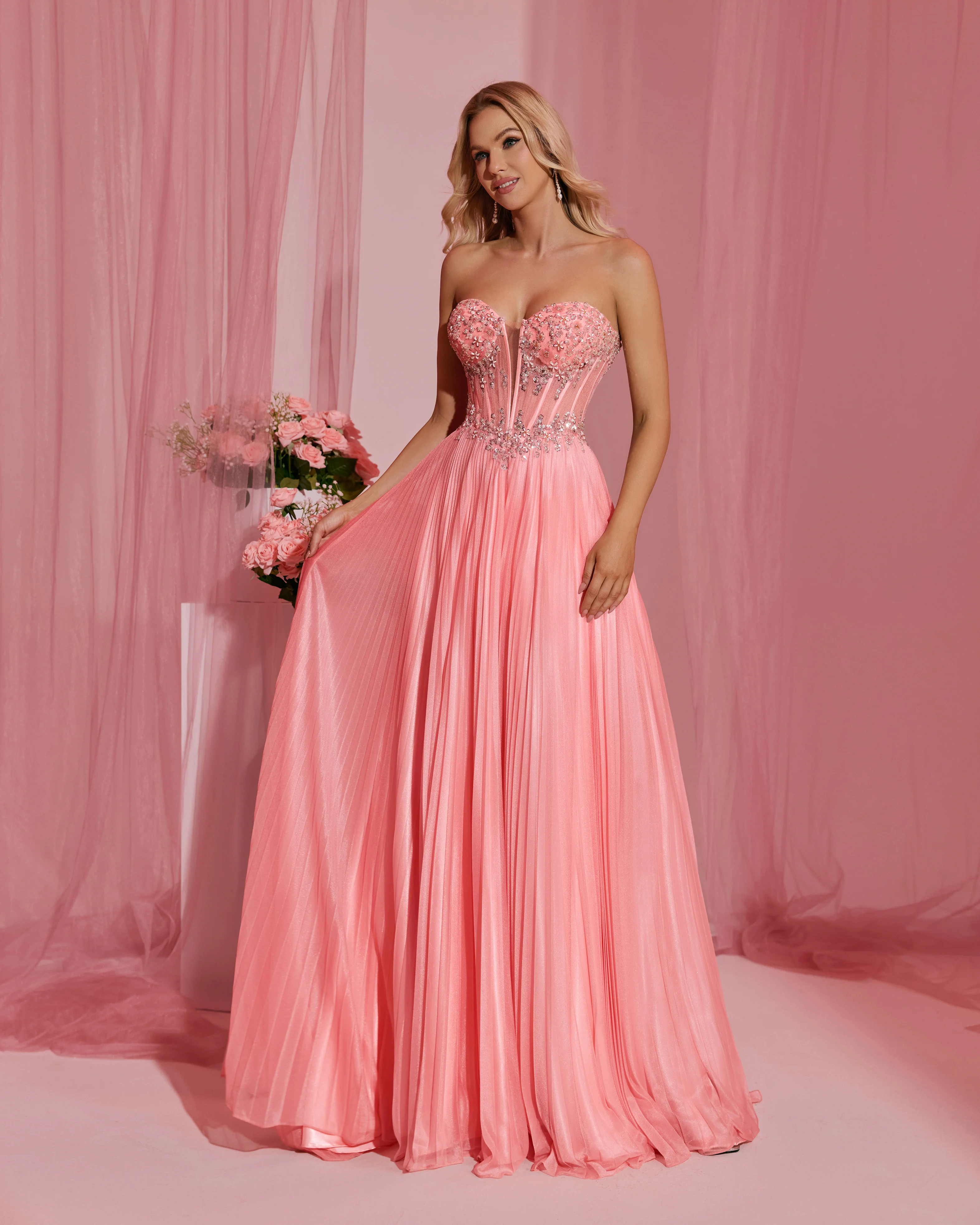 شاليمار تشانغ فساتين الوردي أزياء السيدات فستان سهرة مثير حسب الطلب