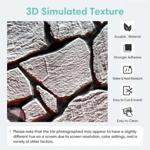 بلاط الحجر الصناعي ذاتي اللصق للمطبخ ، قشر لوحة الحائط والعصا ، ملصق باكسبلاش ثلاثي الأبعاد ، 30 سم × 30 سم ، 1 قطعة ، 10 قطع أعلى 10 مبيعات 3D الجدار الحجري المجلس - No6