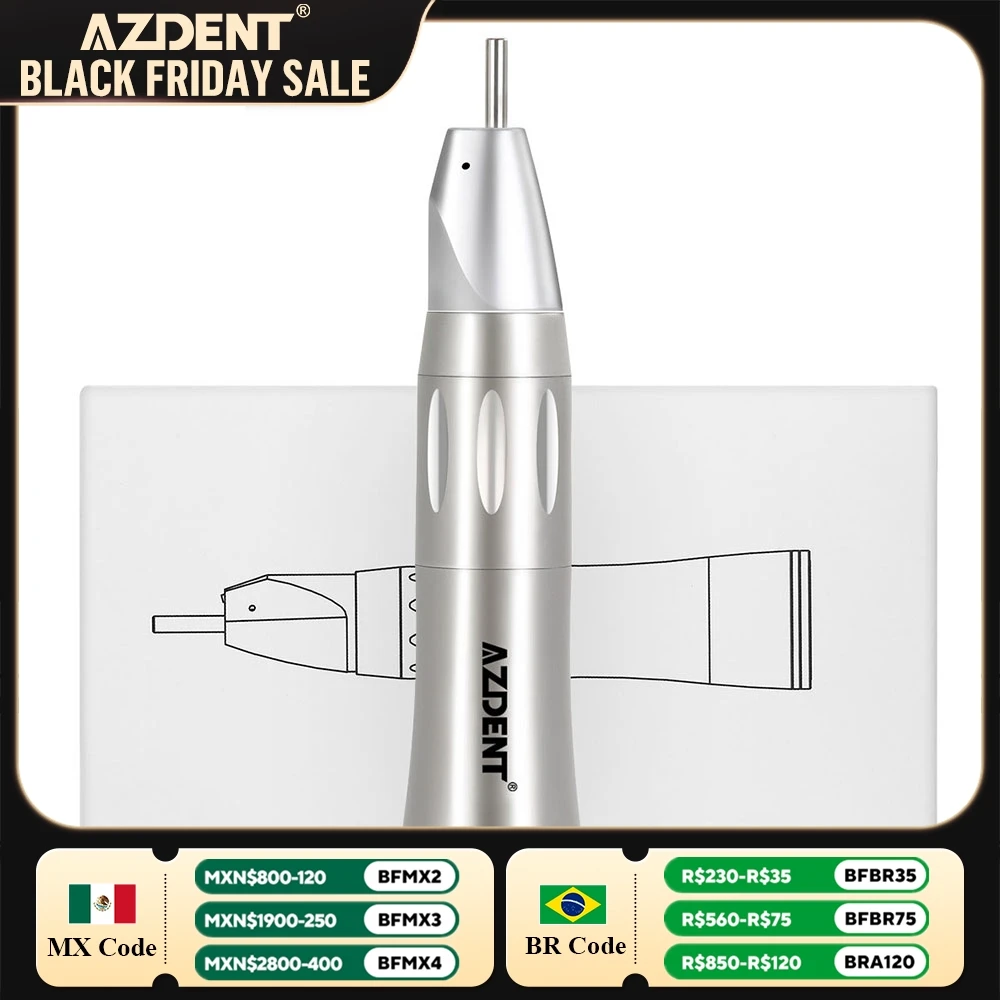 Dental 1:1 LED Straight NoseCone AZDENT Low Speed Handpiece Inner External Water Spray Optic Fiber Surgical Dentistry Tools