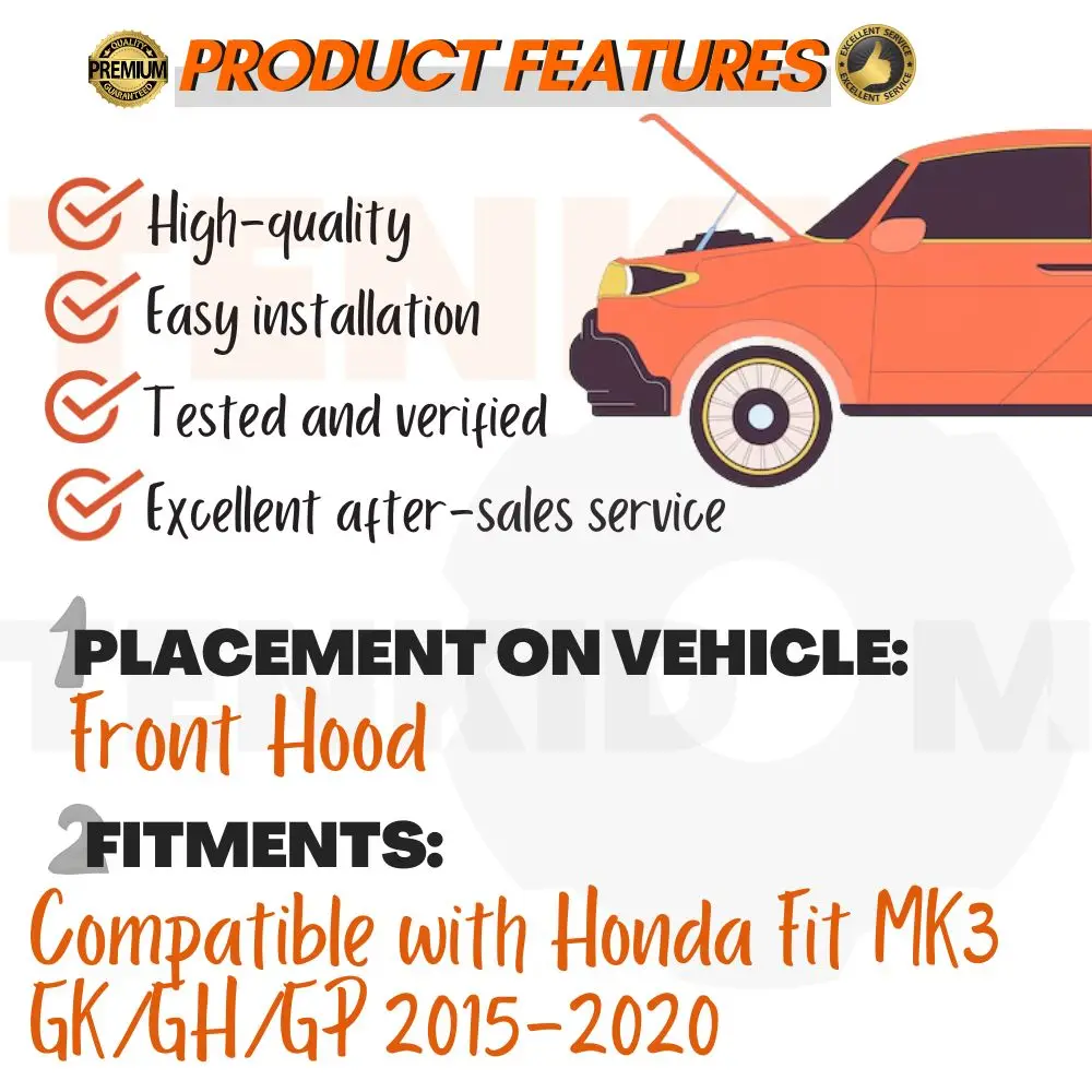 Entretoises de capot avant pour Honda Jazz 3rd hayon 2013 – 2020, Supports de levage de choc, amortisseurs à gaz, ressorts sans perçage