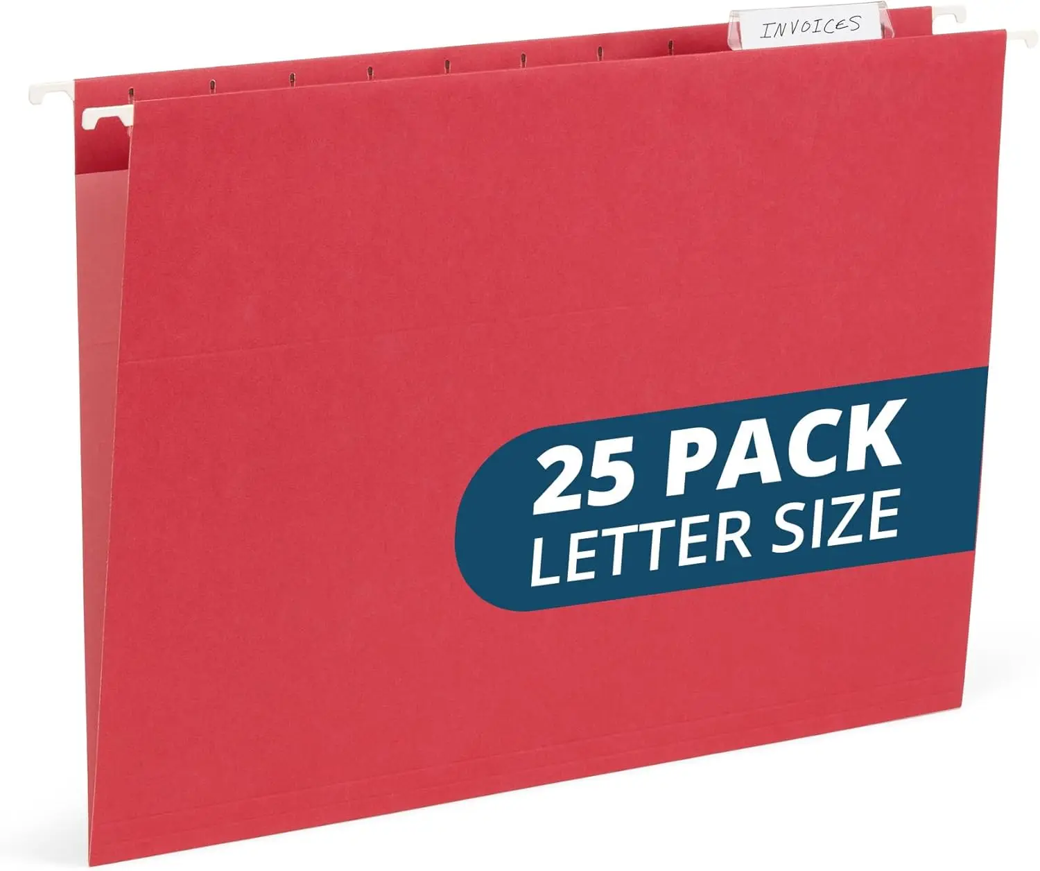 

25 Red Hanging File Folders Letter Size – 11pt Paper, Plastic Tabs and Inserts Included, Fits Standard Filing Cabinets