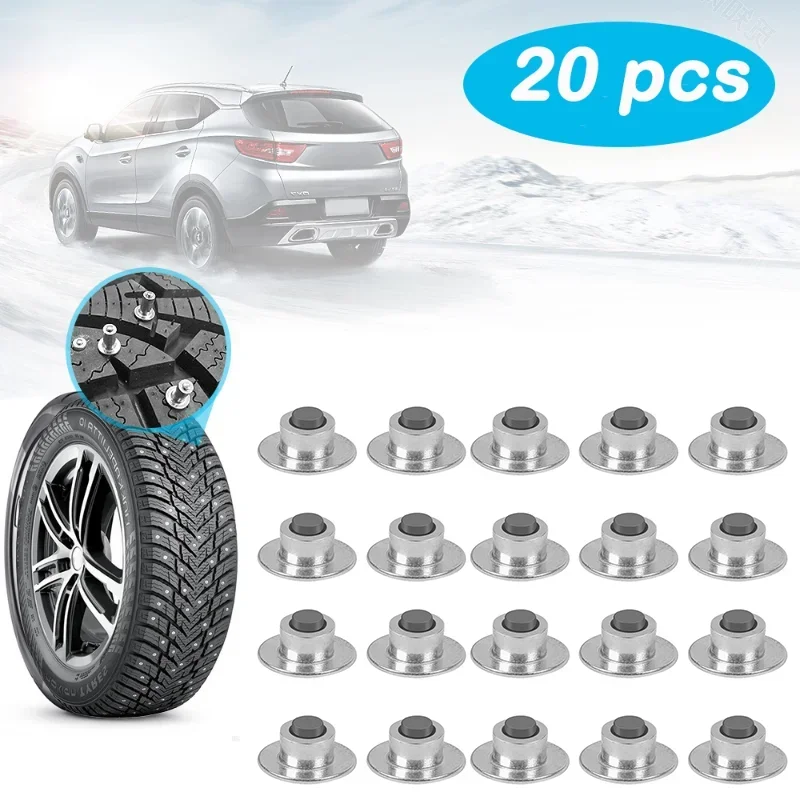 20Pcs Tire Anti-Slip Studs Auto Motorcycle Bike Truck Off-road Tyre Anti-ice Spike Snow Shoes Sole Cleats Winter Snow Tyre Cleat