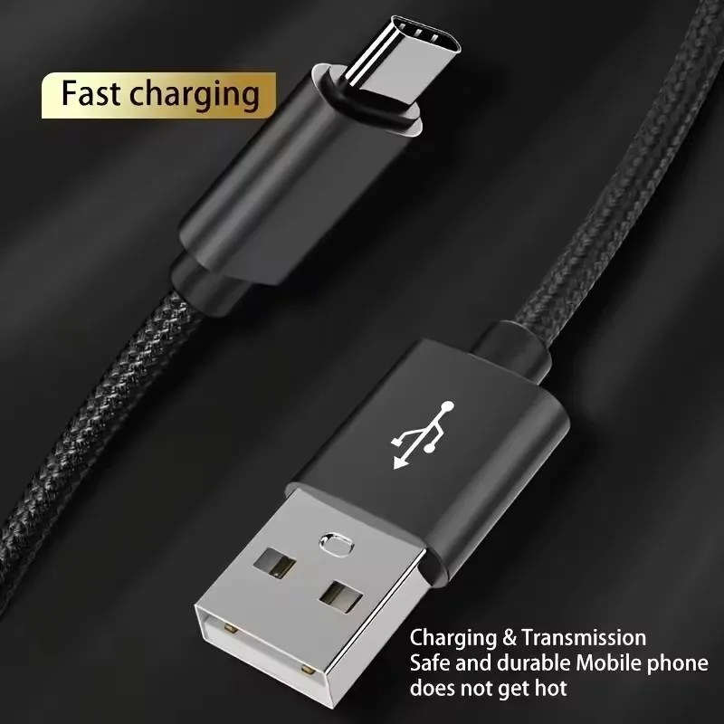 Fast Charge Type C USB Braided Cable For iPhone 15 16 17 Pro Max Samsung Xiaomi Redmi POCO Type-C Quick Charging USB Cable 1m 2m