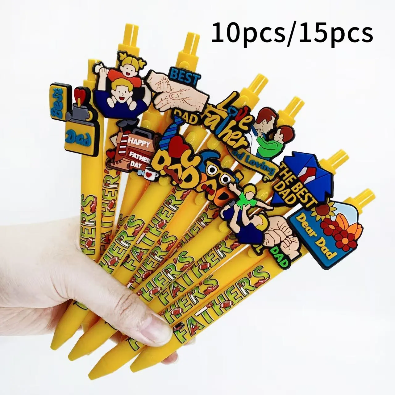 

10 шт./15 шт. желтые подарочные ручки на день отца, студенческие канцелярские принадлежности, шариковые ручки