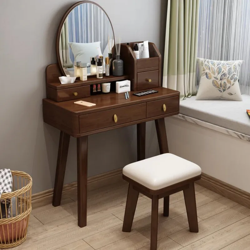 Luxury Organizer Dressing Table Modern Minimal Nordic Hotel Dressers Makeup Table Led Mirror Women Mesa Maquillaje Furniture image 5
