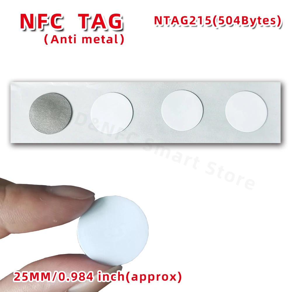 แท็ก NFC215บนโลหะสติกเกอร์ NFC ป้องกันการรบกวนจากโลหะแท็ก NFC สำหรับโทรศัพท์มือถือที่เปิดใช้งาน NFC ทุกรุ่น RFID 13.56MHz Tag